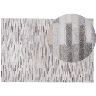 Beliani Kurzflor-Teppich Ahilli 200/140 cm , Grau , Fell , Patchwork , Rechteckig , 140x200 cm , Teppiche und Böden, Teppiche, Orientteppiche