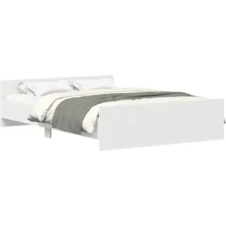 vidaXL Bettgestell Mit Kopf- Und Fussteil Weiss 120/200 Cm , Weiß , Holzwerkstoff , 120x200 cm , Schlafzimmer, Betten