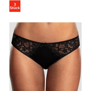 Slip PETITE FLEUR, Damen, Gr. 44/46, weiß (2xweiß, 1xschwarz), Microtouch, Obermaterial: 86% Polyester, 14% Elasthan, körpernah, Unterhosen Slip, mit leicht transparenter Jacquardspitze an den Seiten, Topseller