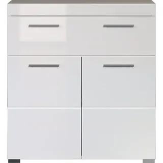 trendteam Badschrank, Amanda Weiß Melamin/Weiß Hochglanz 73 x 79 x 31 cm - Weiß