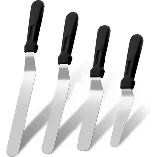 DBAILY 4 Stück Tortenspachtel, mit 3 Professionellen, Abgewinkelten Kuchenspateln mit 15 cm, 20 cm, 25 cm, 30cm Edelstahlklingen, Winkelpalette, Tortenmesser Zum Backen, Verteilen Und Dekorieren Von