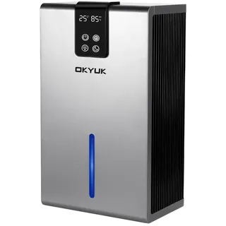 OKYUK Luftentfeuchter Elektrisch 2700ml, Luftentfeuchter für Zuhause mit automatischer Abschaltung, 7-Farben-LED-Licht, ideal für Wohnmobil, Badezimmer, Schlafzimmer,Keller (Grau)