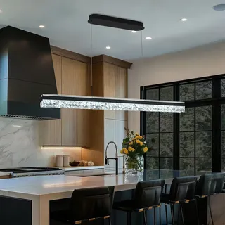 szcflaghip LED Pendelleuchte Esstisch Moderne LED Kronleuchter Schwarze Lineare LED Pendelleuchte für Küche mit Fernbedienung, L100cm Kücheninselbeleuchtung 3000K-6000K