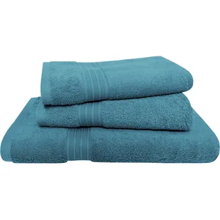 Handtuch Set DYCKHOFF "Siena", grün (smaragd), 3 Stk., Frottier, Frottier, Obermaterial: 100% Baumwolle, Handtuch-Sets, Handtuch Set, mit Bordüre; 2 Handtücher (50x100cm), 1 Duschtuch (70x140cm)