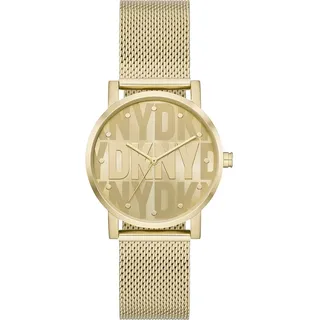 DKNY Damen Analog Quarz Uhr mit Edelstahl Armband NY6692, Gold