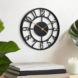 LEIKE Wanduhr mit arabischen Ziffern, 25,4 cm, batteriebetrieben, schwarz, leise, Nicht tickend, Wanduhren für Wohnzimmer-Dekor, klein, klassisch für Schule, Büro, Zuhause, Küche, Schlafzimmer