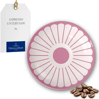 Villeroy & Boch - Fleur cassis Espresso-Untertasse pink, Spülmaschinenfest, Mikrowellensicher, Untersetzer für Espressotasse, Kleiner Servierteller, Unterteller Blumenmuster, Premium Porzellan