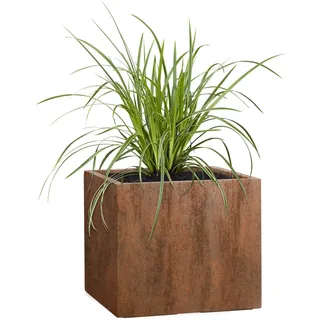 Pflanzwerk® Pflanzkübel Fiberglas Cube Rost Braun 38x44x44cm XXL *Frostbeständig* *UV-Schutz* *Qualitätsware*