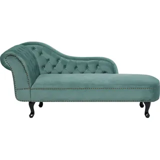 BELIANI Chaiselongue Linksseitig Hellgrün Samtstoff Holzfüße Glamourös - Grün, Schwarz