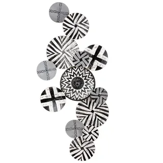 Casablanca modernes Wandrelief XXL aus Metall - Kreis Wanddekoration schwarz weiß Muster - 60 x 132 cm