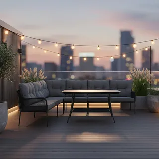 gardenson Dining-Loungeset 7-tlg. Schwarz