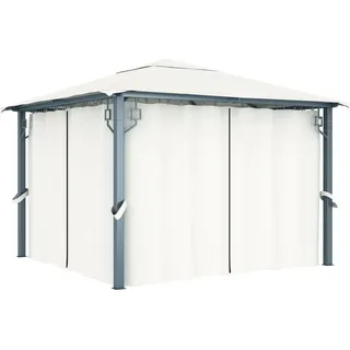 The Living Store Pavillon mit Vorhängen 300 x 300 cm Creme Aluminium - Creme