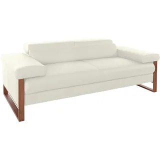 W.Schillig 2-Sitzer »finn« German Design Award 2016, Fußgestell Nussbaum natur, Breite 210 cm, weiß