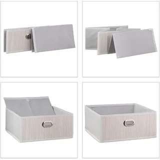 3 x Aufbewahrungskorb Badezimmer - Bambuskorb - Aufbewahrungsbox Stoff - Aufbewahrungsbox - Weiß