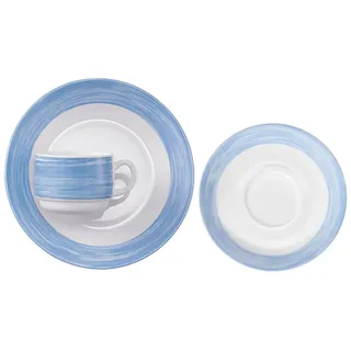 Esmeyer 415-095 36-teiliges SPARSET Brush Blau Aus Hartglas mit farbigem Dekor in Blau. made in Europe, gehärtetes Material; robust