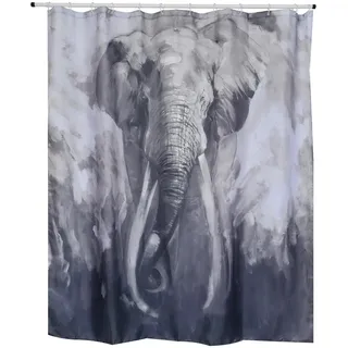 Spirella Duschvorhang Elephant 180 x 200 cm grau-blau
