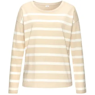 s.Oliver Pyjama 2 tlg. mit garngefärbten Streifen im Oberteil, beige