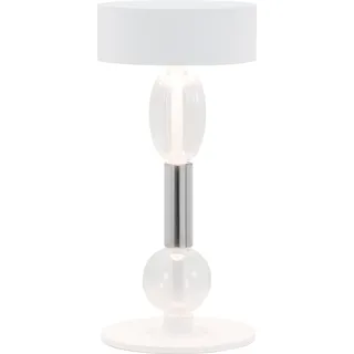 Zafferano Royal Family Wi-Fi - Wiederaufladbare LED-Tischlampe, Touch-Dimmer, 36h Akku, Weiß-Alu, Glas - Weiß