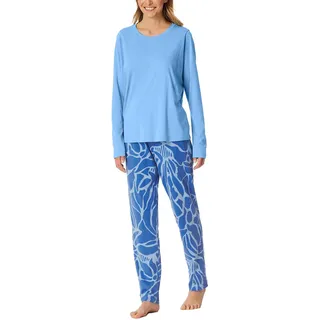 Schiesser Damen Schlafanzug Lange Hose Langarm-Modern Nightwear Pyjamaset, hellblau_182547, 36