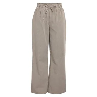 NOISY MAY Gestreifte Culotte-Hose mit Kordelzug und Taschen Größe: XS - Braun