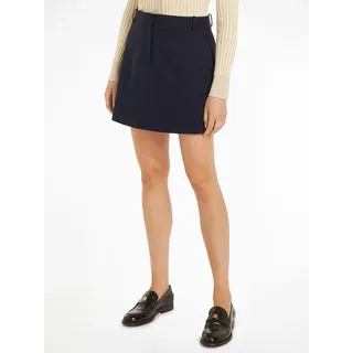 Minirock TOMMY HILFIGER "CORE STRAIGHT SHORT SKIRT", Damen, Gr. 44, blau (desert sky), Web, Obermaterial: 66% Polyester, 32% Viskose, 2% Elasthan, unifarben, straight fit ca. Mitte Oberschenkel, Röcke Minirock, Webrock mit Tommy Hilfiger Logostickerei