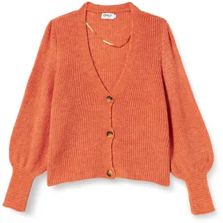 ONLY Damen Onlclare L/S Cardigan KNT Noos Sweater, Tigerlily/Detail:Melange,XL