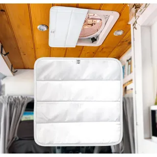 Living in a Bubble Magnetisolierte Dachlüftungs-Sonnenabdeckung für MaxxAir-Lüfter, Fantastic Fan, RV-Lüfter-Lüftungsabdeckung, 42x42 Zentimeter (weiß)