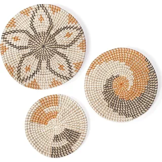 Wanddekoration - 3-Sitzer Set Handgefertigter Wandkorb für Wanddekoration - Wanddekoration Wohnzimmer Schlafzimmer Küche Flur Balkon Garten Außen - Boho-Dekoration Holz Rattan 3D Modern - Wanddeko