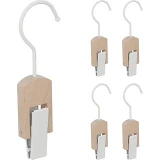 Relaxdays Stiefelhaken 5er Set Eisen & Holz Weiß/Natur