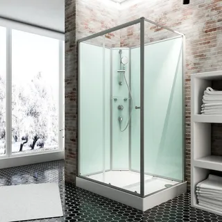 Schulte Express Plus Ibiza Komplettdusche mit Schiebetür links 160 x 204 cm silber Sicherheitsglas D648360641500
