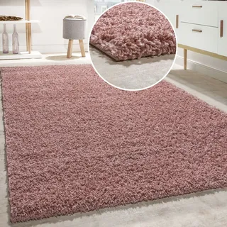 Paco Home »Twister 500« rechteckig 44 mm Höhe Uni Hochflor Shaggy mit hoher Fadendichte,