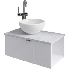 Saphir Waschtisch »Serie 6915 Waschschale mit Unterschrank für Gästebad, Gäste WC«, 61 cm breit, 2 Türen, offenes Fach, kleine Bäder, ohne Armatur, weiß