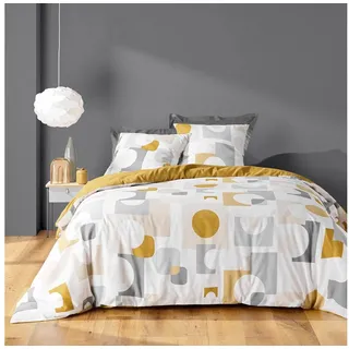 Douceur d'intérieur Geomelo Geometrisch Polycotton Ocker 240 x 220 cm