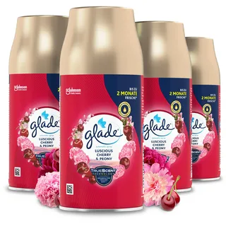 Glade Automatic Spray Nachfüller, Raumduft, Luscious Cherry & Peony, 4er Pack (4 x 269 ml)