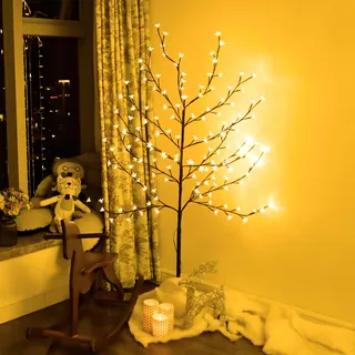 CCLIFE Led Lichterbaum Innen Aussen Weihnachten, Led Baum Innen, Kirschblütenbaum Lichterdeko, Warmweiß, IP44, 150cm, 150LED, CushHom