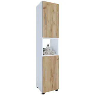 VCM Flandu Hochschrank 31 x 160 cm Honigeiche/Weiß Holz