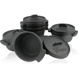 BBQ-Toro Serviertöpfe Set (6-er Pack) Ø 11 cm Gusseisen Mini Gusstopf