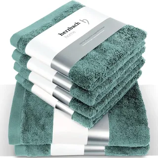 herzbach home Premium Handtücher-Set 100% Baumwolle - weich & saugstark - Grün