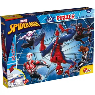 Lisciani - Marvel Spider-Man Geduldsspiel - Puzzle ab 4 Jahren - Double Face 2 in 1 mit Malrückseite - 60 Teile - Format 35 x 25 cm - Action Lernspiel für kleine Superhelden und Avengers Fans