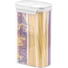 poeland Vorratsdosen mit integrierter Trennwand / 4 Fächer für Spaghetti, Nudeln, Müsli, weiß