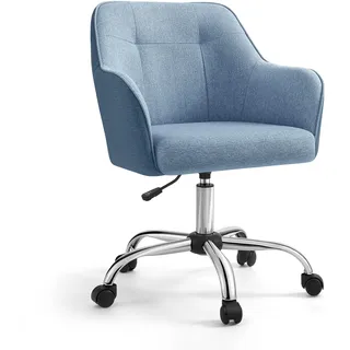 SONGMICS Homeoffice Stuhl, Drehstuhl, Schreibtischstuhl, höhenverstellbar, bis 110 kg belastbar, atmungsaktiver Stoff, für Arbeitszimmer, Schlafzimmer, blau OBG019Q01