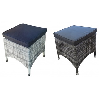 Mandalika Garden MONACO Polyrattan Gartenhocker Beistelltisch mit Alu-Gestell black pearl