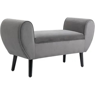Homcom Sitzbank mit Stauraum Samtartiges Polyester Gummiholz