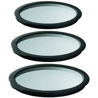 Rösle Frischhaltedeckel aus Glas 3er Set (Ø 16/20/24 cm) | Glasdeckel mit Silikonrand zum Verschließen von Schüsseln und Töpfen, spülmaschinengeeignet, schwarz/transparent