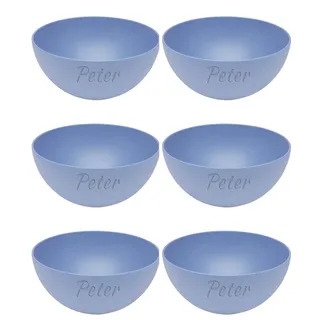 Magu 6x Personalisierte Müslischüssel Gravur 16cm mit Namen Biopolymer | Osternest Bio Kunststoff 100% Erdölfrei Schüssel - Individuelle Namensgravur 134062 Wasserblau