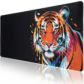 Jeffbaubl Gaming Mauspad, Mouse Pad, 900x400mm, XXL Tiger Design | Rutschfestes Mousepad, Mit Genähten Kanten, Verbessert Präzision Und Geschwindigkeit, Schreibtischunterlage for PC Gamer Büro