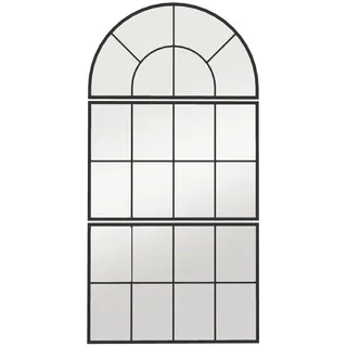 Homcom Wandspiegel dreiteilig, bogenförmiger Spiegel mit Metallrahmen Schwarz , Glas , 2x53x76 cm , Spiegel, Wandspiegel
