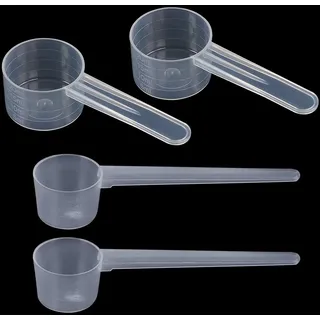 4 Stück Messlöffel, Dosierlöffel Transparent mit Skala 5g und 10g / 20ml Waagen, Messlöffel Gramm, Scoop 5g und 10g / 20ml, Dosier-Löffel für Backen Kochen Kaffee Waschpulver Proteinpulver Creatin