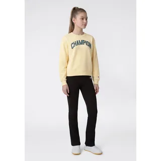 Jogginganzug CHAMPION "SPORTWEAR SWEATSUITS Standard Fit", Kinder, Gr. M, gelb (lwo, nbk), Obermaterial: 54% Baumwolle, 46% Polyester. Obermaterial Hose: 90% Baumwolle, 10% Elasthan, Sportanzüge Jogginganzug, für Kinder, 2-teiliges Set, aus Baumwolle und Polyester, Standard Fit
