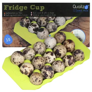 Quailzz federgold® Fridge Cup Lemon – Silikon Eierhalter für 15 Wachteleier | 15 Wachteleier sicher & hygienisch lagern – rutschfester Silikonhalter in frischem Lemon-Grün, spülmaschinenfest & robust